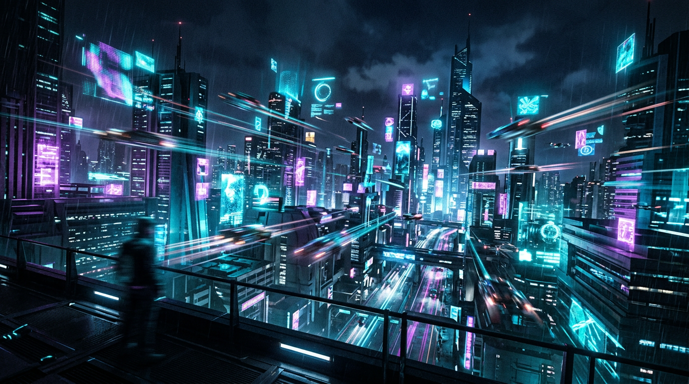 Zorq AI cinematic cityscape for AI video and futuristic storytelling